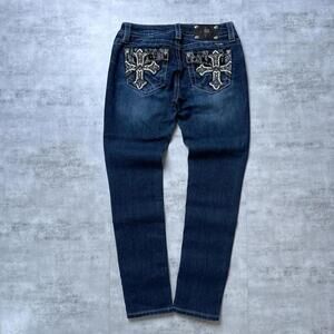 Y2K Miss Me Cross Embroidered denim 00s Jeans